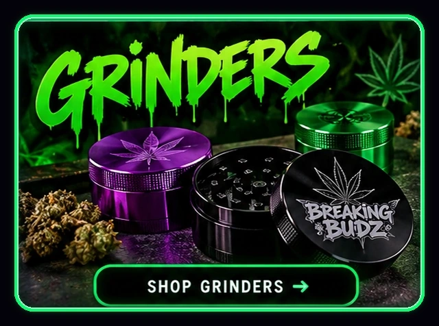 Grinders — neon green artwork with metal grinders